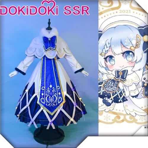DokiDoki-SSR Anime Snow Princess Cute Cosplay Costume Snow Singer Cosplay White Dress