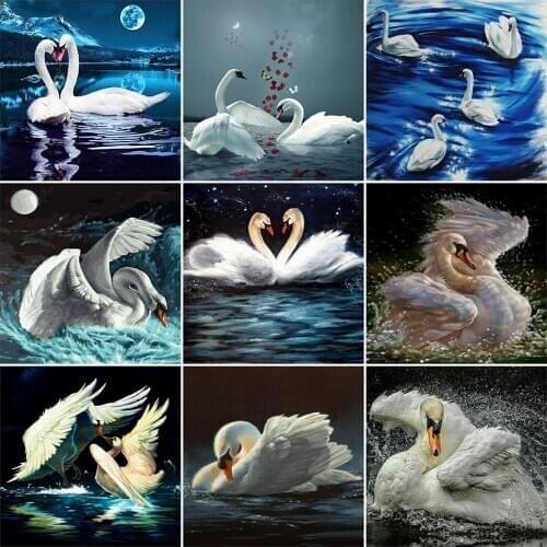 EverShine Diamond Embroidery Animal Cross Stitch Kits Diamond Painting Swan Picture Of Rhinestones Mosaic Beaded Handmade Hobby