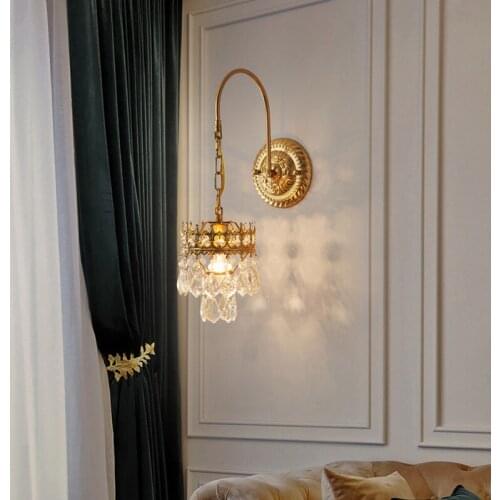 Retro Crystal Wall Lamp For Living Room Bedroom Restaurant Medieval Indoor Corridor Decorative Luxury Crown Lighting Luminaire
