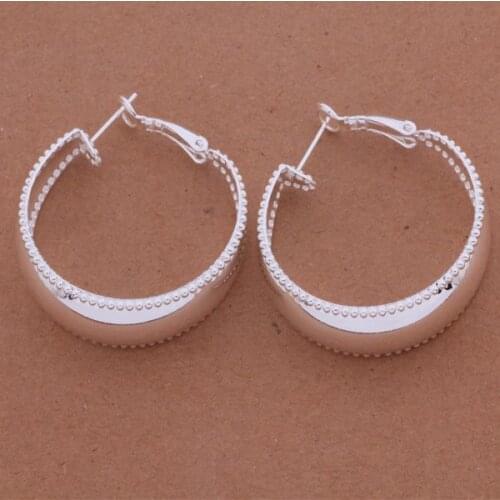 AE564 925 Jewelry Silver Color Wholesale Popular Charm Earrings For Women&men , Water Stone Loop /bdxajvea Awiajnpa