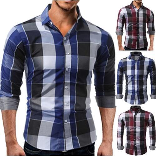 Long Sleeve Plaid Checked Flannel Shirt with Pocket Slim fit Comfortable Soft Cotton Smart Casual Button down Shirts