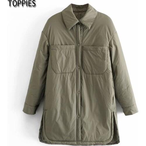 Toppies 2021 Women Jacket Khaki Blouse Design Coat Spring Mujer Chaqueta Thin Woman Parkas Front Pockets