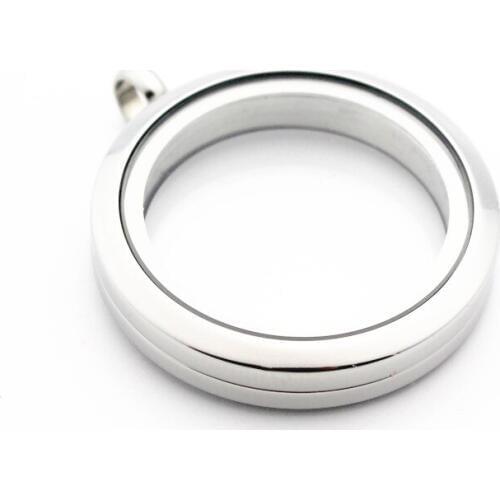 Hot selling 30mm Stainless Steel Twist Floating Locket Necklace Round Silver Sparkles Screw Open Glass Memory Locket