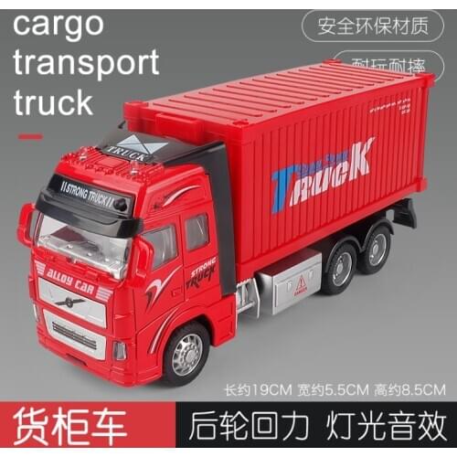 Simulation container truck inertial transport vehicle engineering vehicle childrens toy car boy truck return force car red car