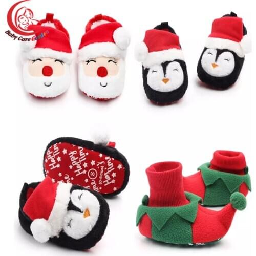 2020 New Christmas Baby Shoes Baby Boys Girls Winter Warm Santa Claus First Walkers Cute Xmas Baby Boots
