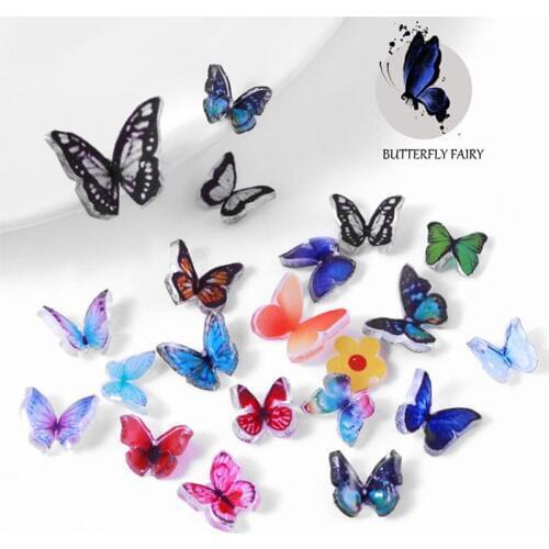 NEW 3D Chiffon Beauty Butterfly Nail Art Decorations Alloy 3d Nail Charms Jewelry Glitter Alloy Glitter Butterfly Nail Art Tool
