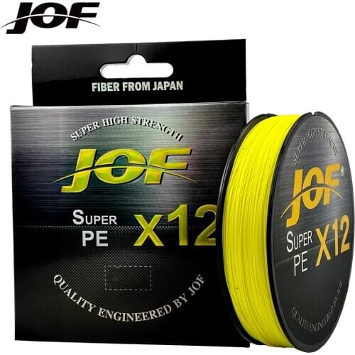 JOF 500m 300m 100m 12 Strand 25-92LB Braided Fishing Line PE Multifilament Braid Lines Lake River Fishing