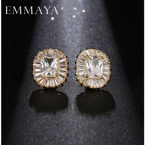 EMMAYA Fashion Style Cubic Zirconia Wedding Stud Earrings Gold Color Brand AAA CZ Stone Jewelry Wholesale For Women