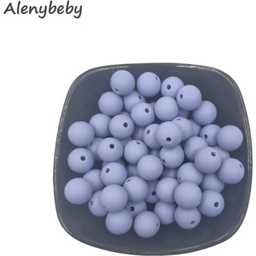 Brunnera Blu Color Food Grade Silicone Round Bead 12/15mm Baby Teether Necklace Toy DIY Pacifier Chain Care Baby Teether Product