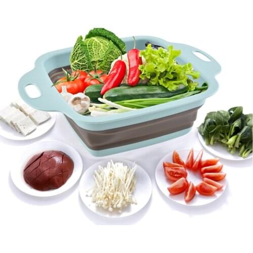 Fruit Vegetable Drainer Storage Basket Collapsible Strainer Square Drainer Folding Vegetable Fruit Kitchen Washing Basket