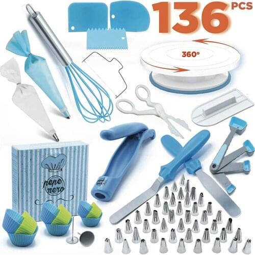 Rotating Plastic Cake Turntable Cake Decorating Cream Cakes Stand Rotary Table Icing Piping Nozzle Set