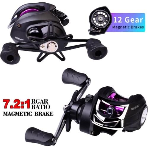 High Quality Metal Spool Baitcasting Reel 10kg 7:2:1 Freshwater Fishing Wheel 12-speed Electromagnetic Brake Fishing Reel