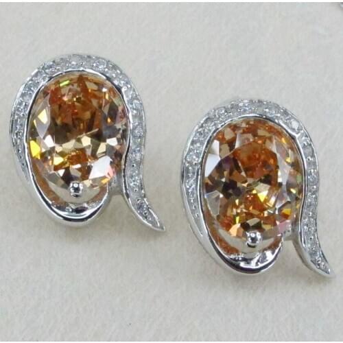 Fleure Esme Luxury drop earrings jewelry For Women Pink Morganite Peridot blue Cubic Zirconia Rhodium Plated R803 R806 R809 R812