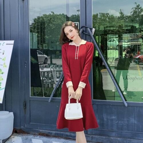 Woman Knitting Dress 2021 New Autumn Winter Fashion Solid Color Dresses Long Sleeve Loose Casual Sweater Dress Vestidos Female