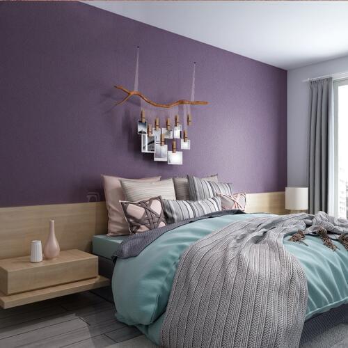 [Sound insulation and noise reduction] Solid color lavender Viole 3D three-dimensional Suede velvet thick light luxury wallpaper