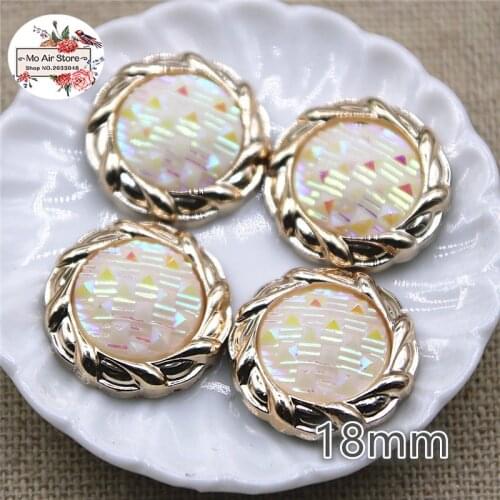 20pcs/lot 18mm golden color flower flatback plastic button bead for DIY wedding scrapbook decoration craft