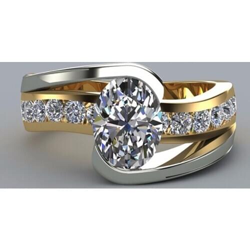 2020 Hot Big Oval White Zircon Rings For Women Men Trendy Female Gold Silver Color Jewelry Wedding Engagement Party Gifts