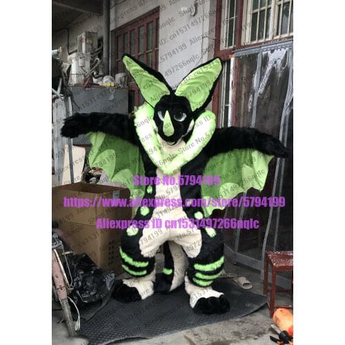 3-D Eyes Slim Digitigrade Bent Legs Black Bat Wing dragon dinosaur H6 REAL Furry Fursuit Suit Costume Animal Birthday Cosplay