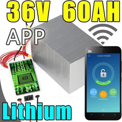 36v 60ah lithium battery app remote control Bluetooth electric bicycle Solar energy battery pack scooter ebike 2000w