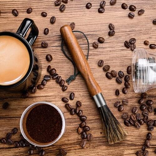 8 in Coffee Grinder Brushes With Natural Bristles Lanyard Coffee Machine Brush Cleaner Tool Brush Espresso Brush Accessories