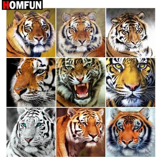 HOMFUN Diamond Painting "Animal tiger" DIY 5D Diamond Embroidery Sale Full Set Rhinestone Cross Stitch Home Decor