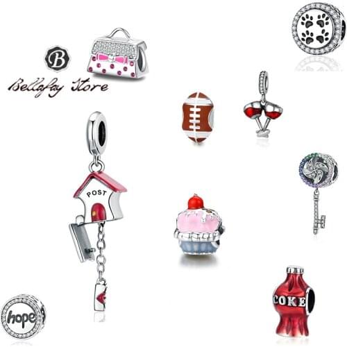 Bellafay Customed Mailbox Charms Real 925 Sterling Silver Windmill Beads Handbag Fits Original Bracelet Bangle DIY Jewelry