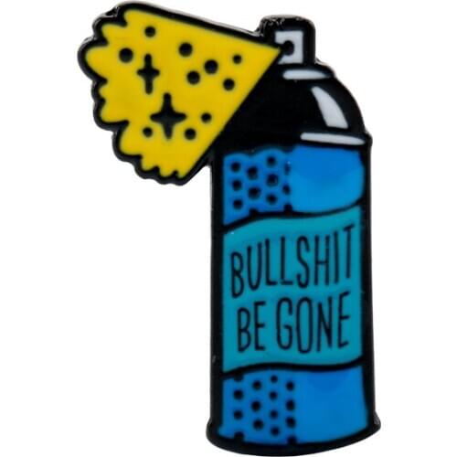 Cartoon Bottle Spray брошь Pins Blue Bullshit Be Gone Cleaner Nonsense Remove Spray Enamel Brooch Denim Coat Pin Badge Gifts
