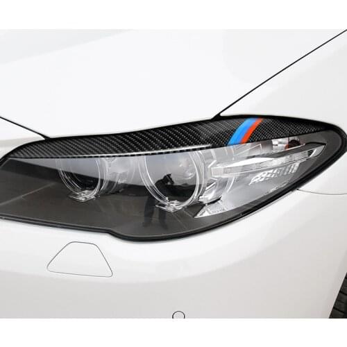 For BMW F10 F18 5 Series 2011-2017 2PCS/Set Carbon Fiber Car Headlight Eyebrows Decoration Stickers Automobile Car Accessories