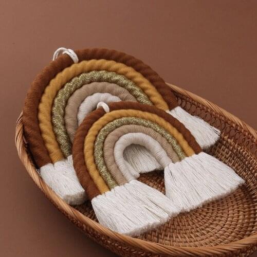 H55B Home Decoration Rainbow Handmade Weaving Ornament Nordic Kids Room Wall Hanging