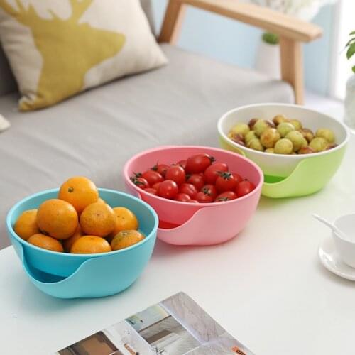 Snacks Fruit Storage Box Bowl Rice Strainer Household Detachable Double-Layer Vegetable Fruit Tray Kitchen Hollow Drain Basket
