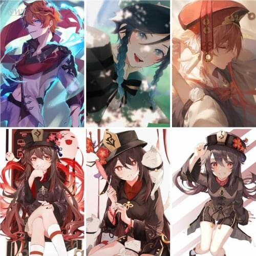 Genshin Impact Game Poster Anime Posters Retro Poster Canvas Painting Wall Art Picture Posters Photos for Childrens Room Decor