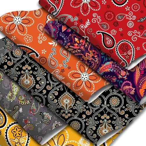 Cashew Pattern Theme Faux Leather Sheets Geometric Pattern Printed Synthetic Leather Fabric Roll for DIY Handmade Earrings