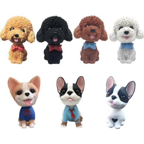 Car Shaking Head Doll Teddy Ornaments Crafts Car Interior Simulation Dog Innovative Resin Toy Decoration