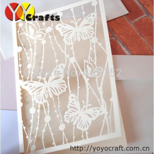 Laser cut butterfly wedding invitation cards baby shower luxurious invitation cards 50sets/lot