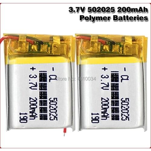 3.7V 200mAh 502025 Lithium Polymer Li-Po li ion Rechargeable Battery Lipo cells For DVR advocam FD video recorder Registrar