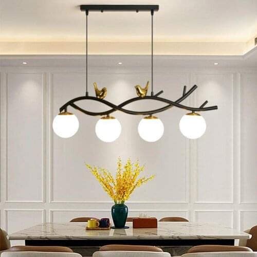 Dining room chandelier Nordic style bird tree branchkitchenr led lamp living room simple modern rectangular chandeliers