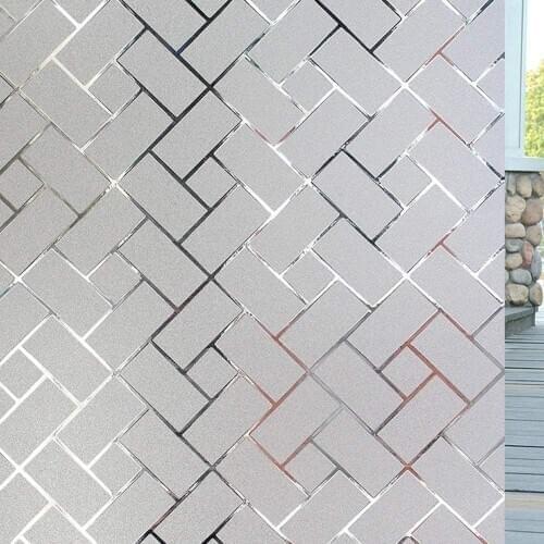 Frosted No-Glue Static 3D Rectangle Window Film Glass Home Decorative Sliding Doors Balcony Privacy Window Stickers Decals