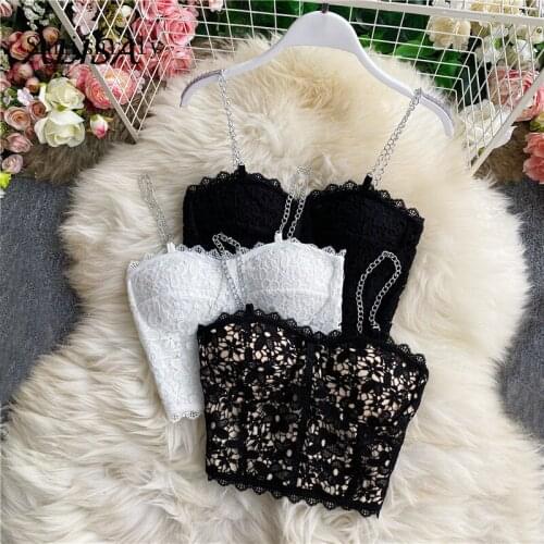 Summer Women Sexy Lace Tank Tops Floral Slim Spaghetti Strap Tank Female Sexy Backless Sleeveless Vest Short Tops