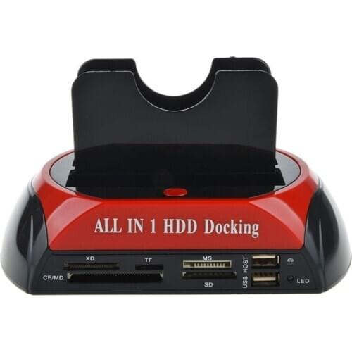 Multifunctional HDD Docking Station Dual USB 2.0 2.5/ 3.5 Inch IDE SATA External HDD Box Hard Disk Drive Enclosure Card Reader