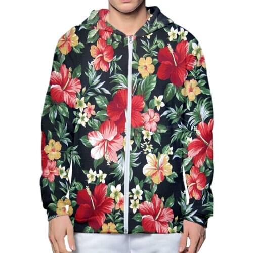 LCFA Flowers 3D Printed Men Zip Hoodie Retro Harajuku Autumn Floral Jacket Hoodies Unisex Casual Hooded Zipper Sportswear 4XL