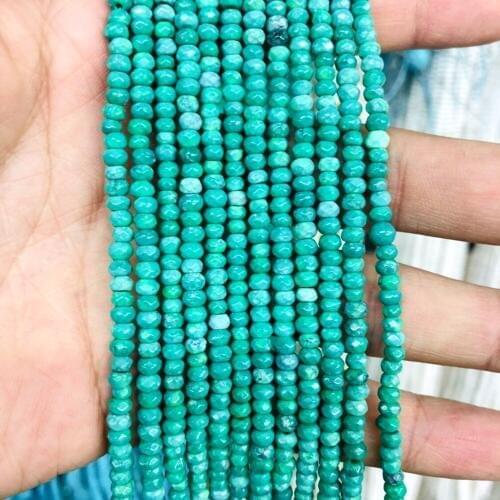 Natural Green Turquois e Magnesite Fcaceted Tiny Spacer Bead 2x3mm Faceted Roundlel Beads,Small Bead Gem Stone 1strand of 15"