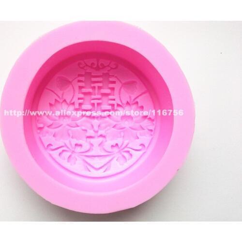 New! Free Shipping Double Happiness Shaped Silicone Mold Cake Decoration Fondant Cake 3D Soap Mold Food Grade Silicone Mould 212