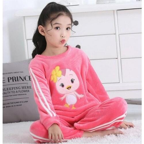 New Kids Winter Flannel Pajama Sets Unisex Children Boy Warm Thick Fleece Cartoon Pyjamas Girl long sleeve Sleepwear Suit 2-14Y