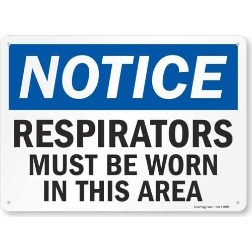 SmartSign "Notice Respirators Must be Worn in this Area" Sign |8" x 12" Plastic