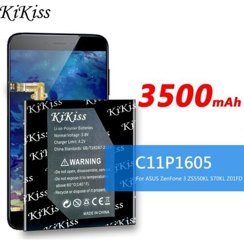 Original KiKiss C11P1605 3500mAh Battery for ASUS ZenFone 3 ZenFone3 Deluxe ZS550KL 570KL Z01FD Mobile Phone Replacement Battery