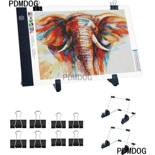 PDMDOG Diamond Painting A3/4 LED Light Pad with Stands 5d Diamond Art Accessories Light Board USB Powered Adjustable Brightness