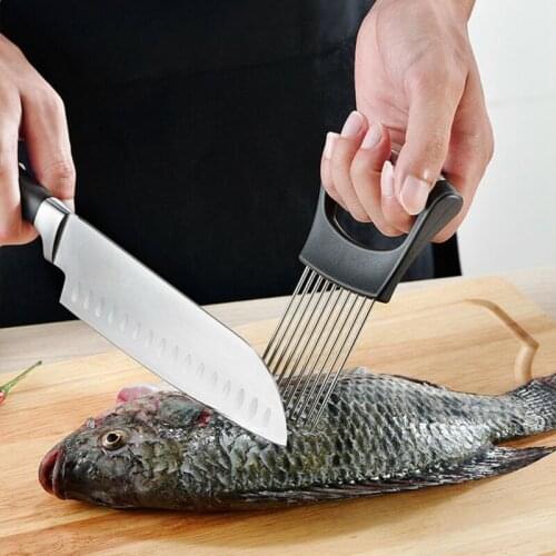 Food Slicer for Onions Tomatoes Potatoes Meat Fish Black Stainless Steel Cutter