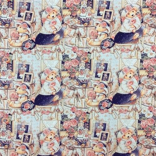 Teddy bear Plain cotton fabric for Sewing Quilting Accessories DIY Boy shirt pants Bed Sheet Pillowcase Patchwork Material