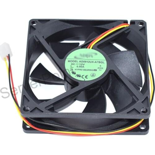Genuine New For ADDA AD0912UX-A7BGL DC 12V 0.50A 3 Wires Server Square Cooling Fan