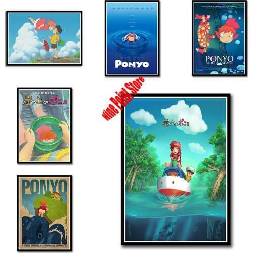 Ponyo on The Cliff Miyazaki Hayao Coated paper Classic Cartoon Film Poster Home Decor No Frame
